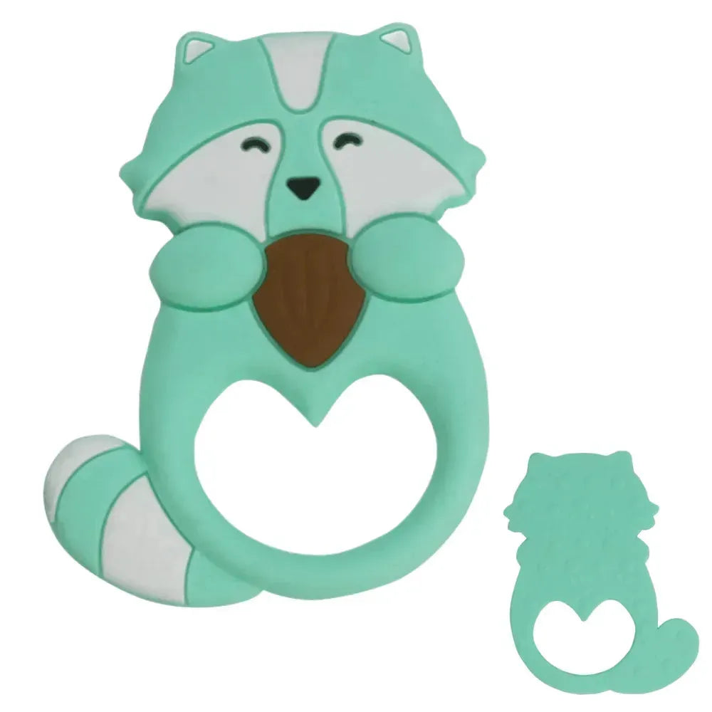 Brinquedo de dentição de silicone para bebê guaxinim
