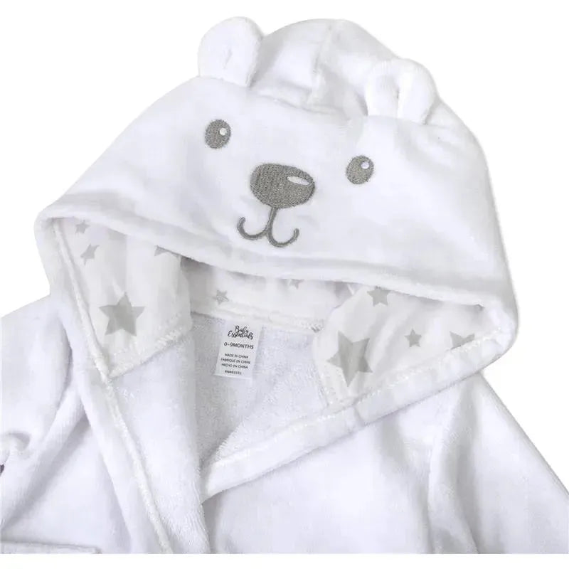 A.D Sutton - Baby Terry Cloth Plush Animal Face Robe, 0-9 Month Baby Robe with Ears, White Bear Image 6