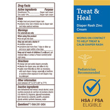 A+D Treat & Heal Diaper Rash Cream 16oz, with active ingredients dimethicone and zinc oxide, for preventing and treating diaper rash.