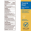 A+D Treat & Heal Diaper Rash Cream 16oz, with active ingredients dimethicone and zinc oxide, for preventing and treating diaper rash.