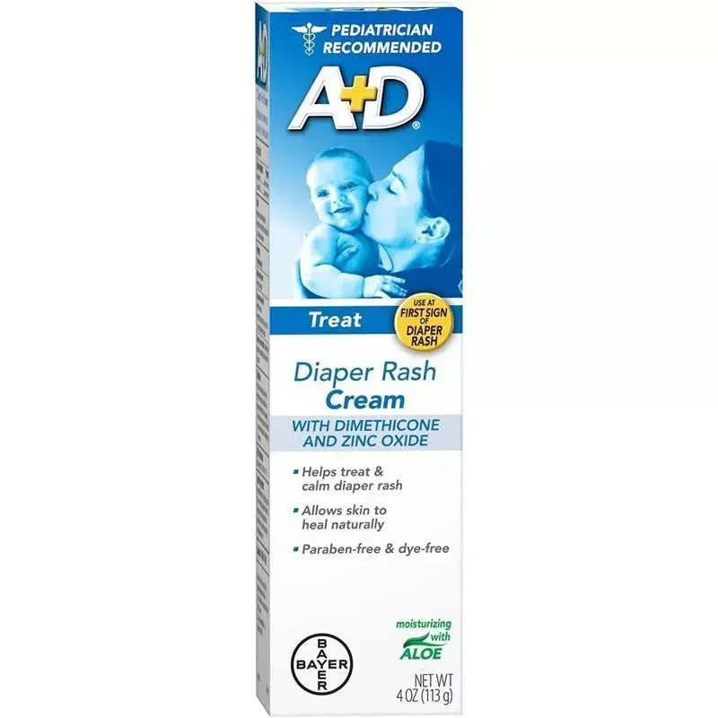 A+D Zinc Oxide Diaper Rash Treatment Cream, Easy Spreading Baby Skin Care, 4 Oz Image 1