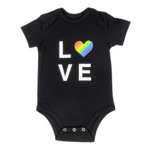 About Face Designs Baby Bodysuit Love Rainbow Print, Black Image 1