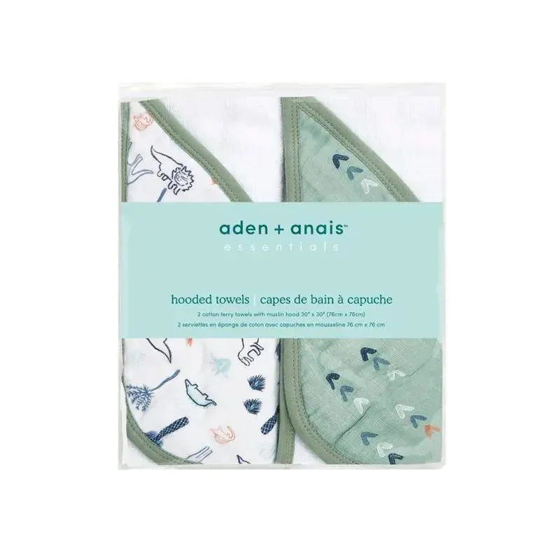 Aden + Anais - 2Pk Cotton Muslin Hooded Towel, Dinotime Image 2