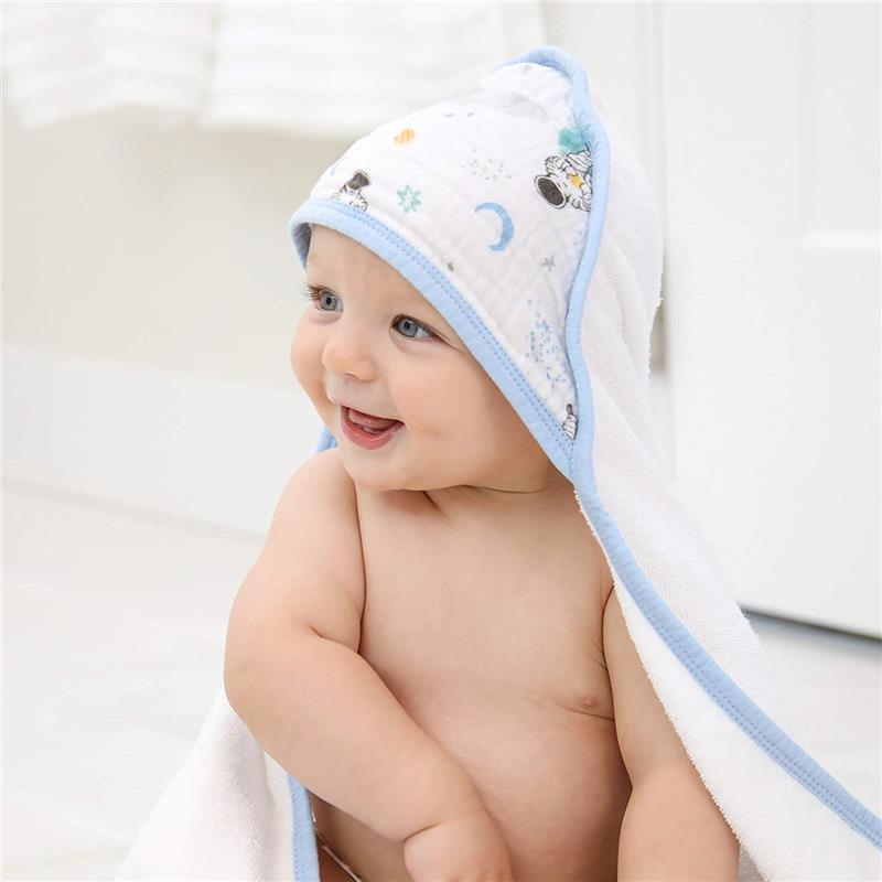 Aden+Anais - 2Pk Hooded Baby Bath Towel, Space Explorers Image 7