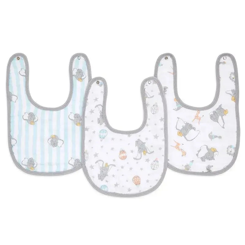 Aden + Anais - 3Pk Cotton Muslin Snap Bib, Dumbo Image 1