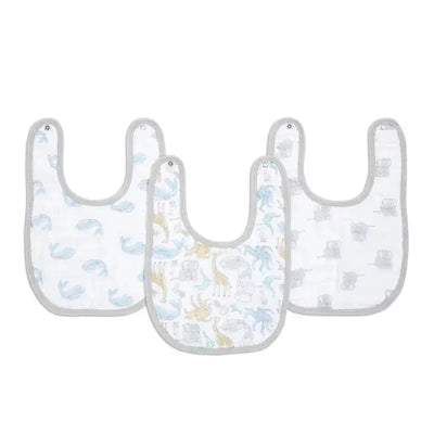 Aden + Anais - 3Pk Cotton Muslin Snap Bib, Natural History Image 1