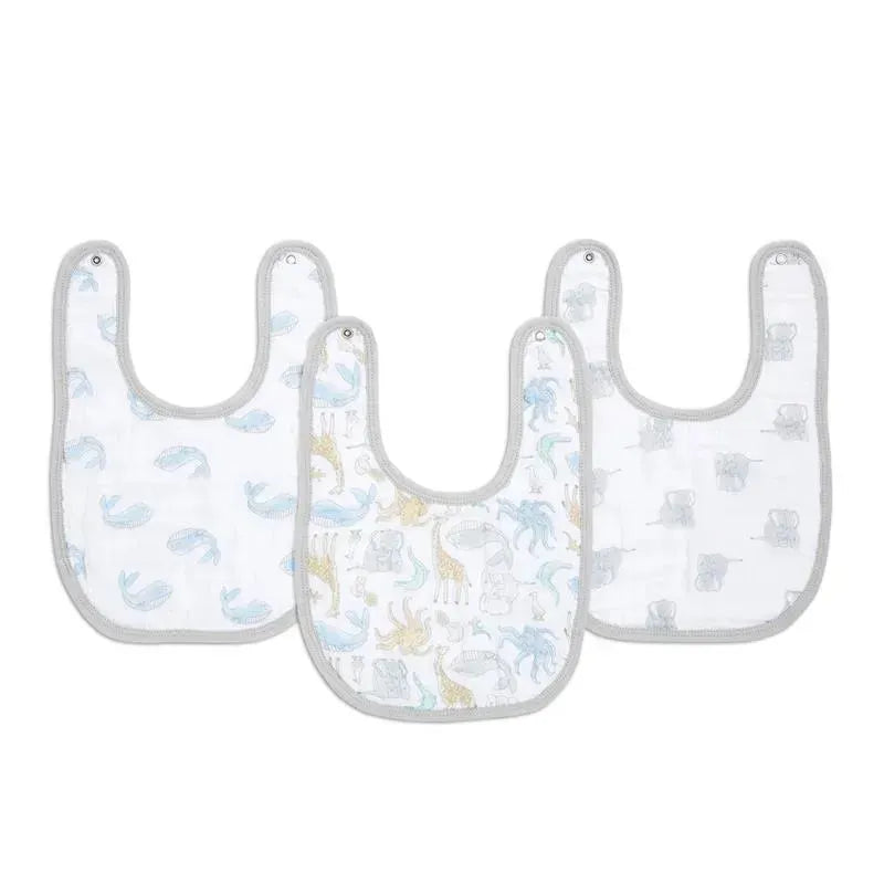 Aden + Anais - 3Pk Cotton Muslin Snap Bib, Natural History Image 1