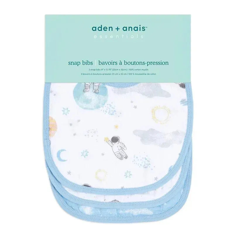 Aden + Anais - 3Pk Cotton Muslin Snap Bib, Space Explorers  Image 2