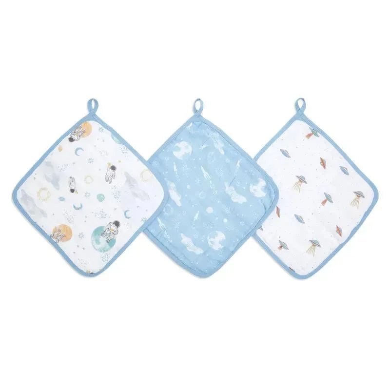 Aden + Anais - 3Pk Cotton Muslin Washcloth, Space Explorers  Image 1