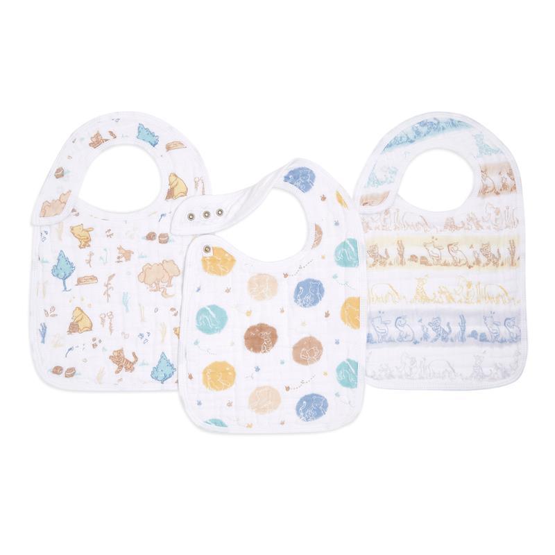 Aden + Anais - 3Pk Cotton Snap Bibs, Winnie In The Woods Image 1