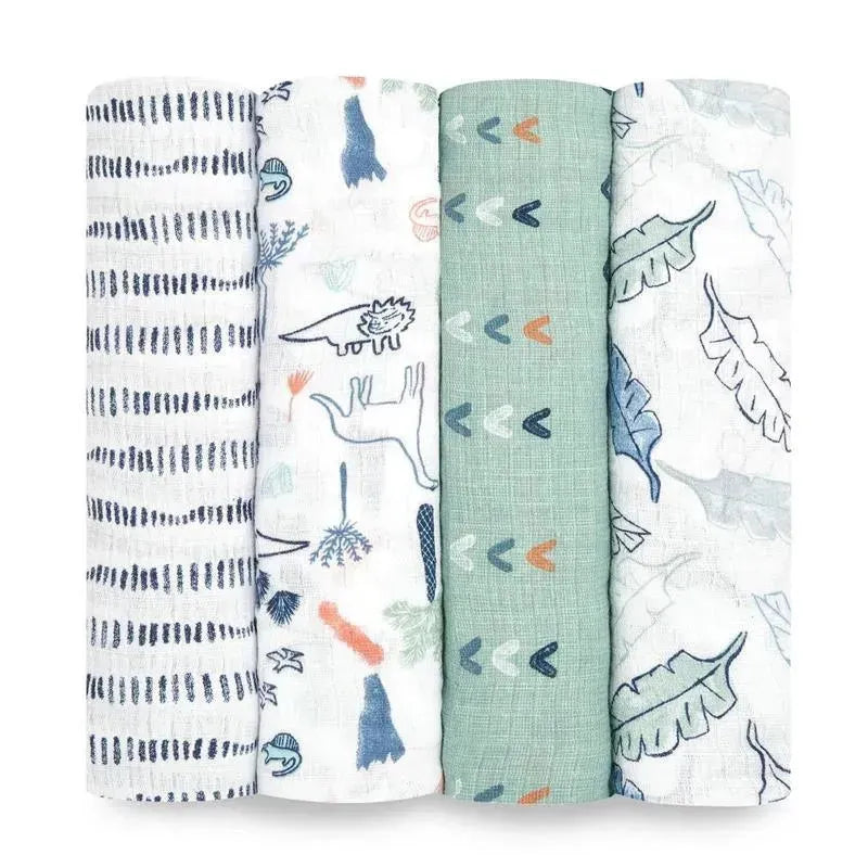 Aden + Anais - 4Pk Cotton Muslin Swaddle, Dinotime Image 1