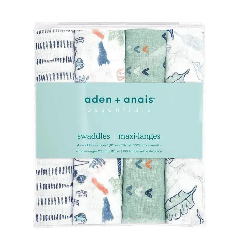 Aden + Anais - 4Pk Cotton Muslin Swaddle, Dinotime Image 3