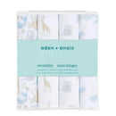 Aden + Anais - 4Pk Cotton Muslin Swaddle, Natural History Image 3