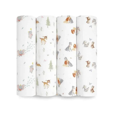 Aden + Anais - 4Pk Disney + Friends Blanket Swaddles Image 1