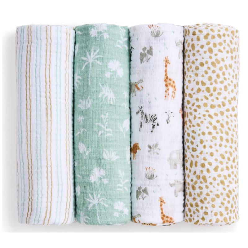 Aden + Anais - 4Pk Essentials Cotton Muslin Swaddle, Giraffe Safari Image 1