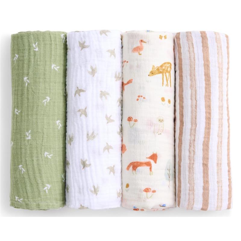 Aden + Anais - 4Pk Essentials Cotton Muslin Swaddle, Sage Woodland Image 1