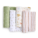 Aden + Anais - 4Pk Essentials Cotton Muslin Swaddle, Sage Woodland Image 3