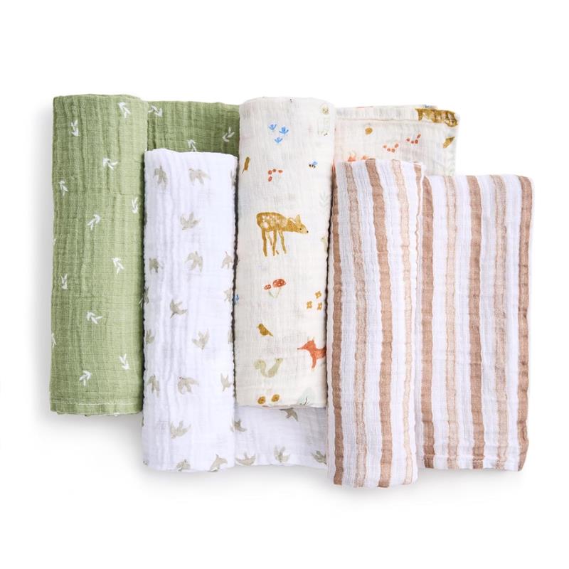 Aden + Anais - 4Pk Essentials Cotton Muslin Swaddle, Sage Woodland Image 3