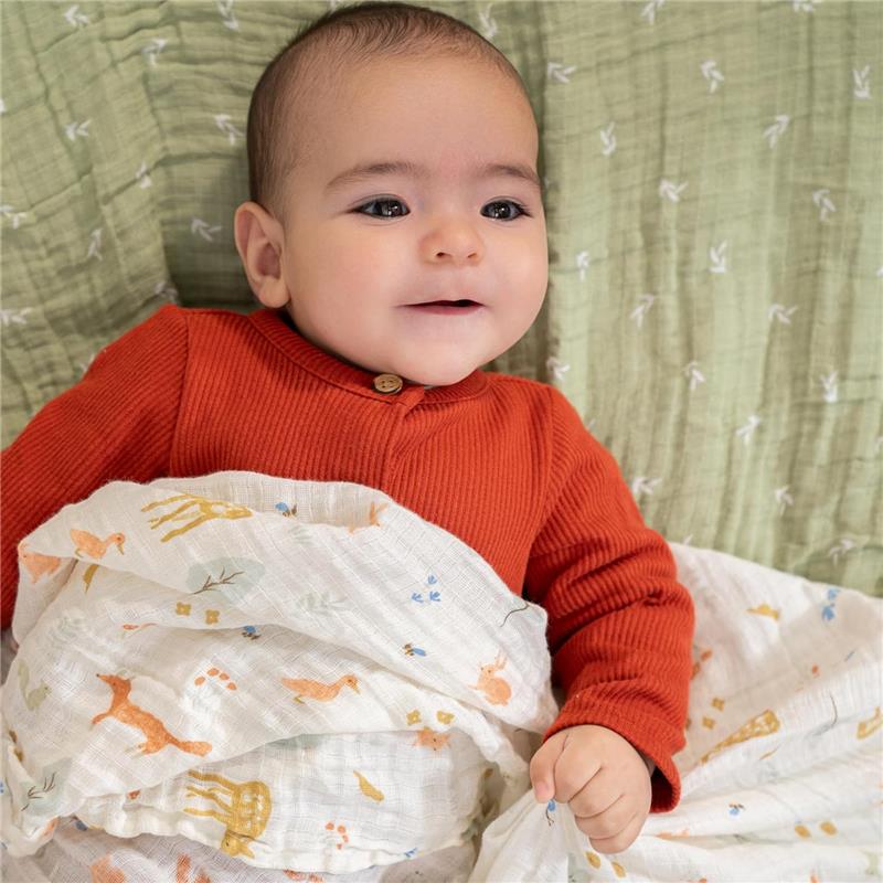 Aden + Anais - 4Pk Essentials Cotton Muslin Swaddle, Sage Woodland Image 4