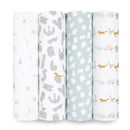 Aden + Anais - 4Pk Muslin Swaddles Alphabet Animals Image 1