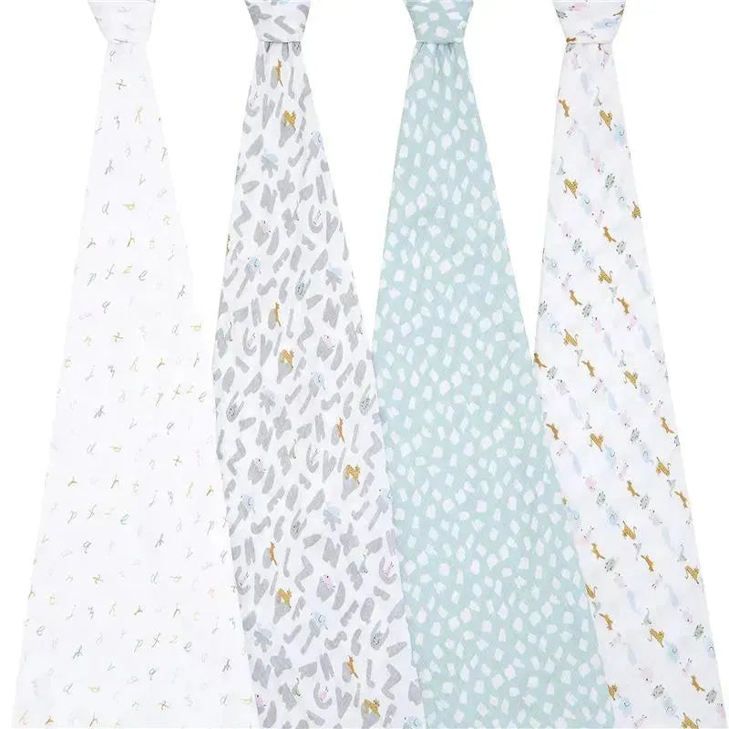 Aden + Anais - 4Pk Muslin Swaddles Alphabet Animals Image 2