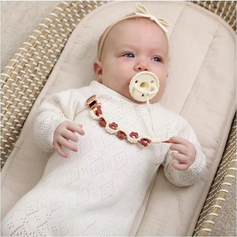Adora Baby - Macrame Pacifier Clip, Baby Pacifier Holder Leash Boho Wooden Clips, Lily, Rosewood Image 4
