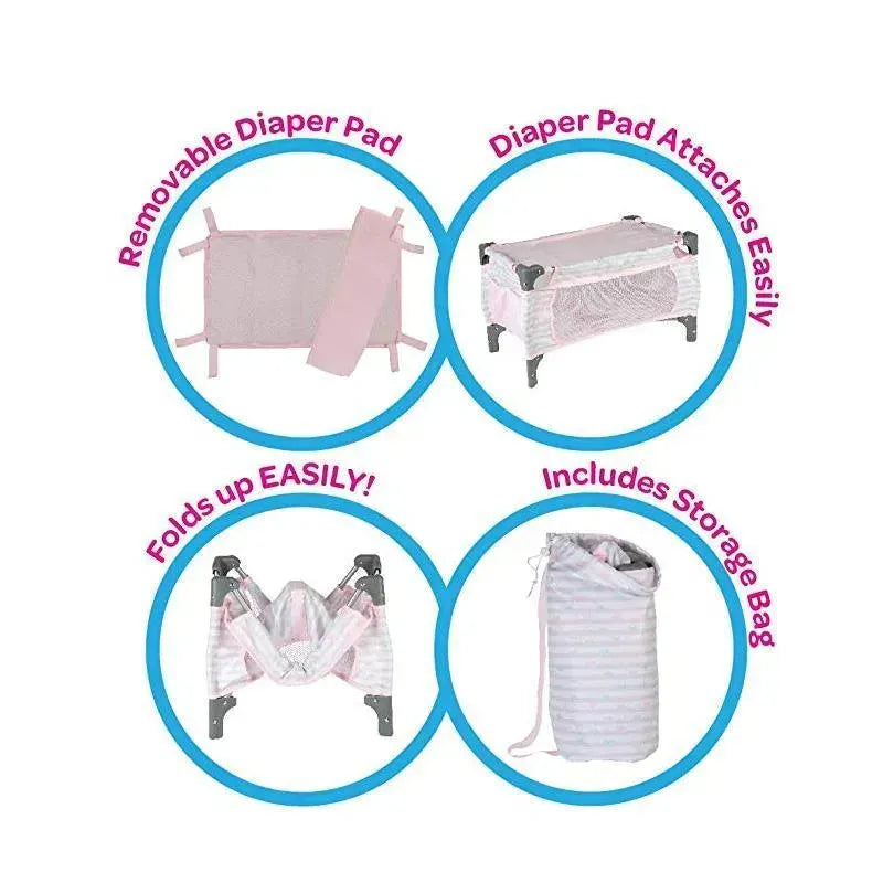 Adora Crib Pink Deluxe Pack N Play (7 Piece set) Image 9