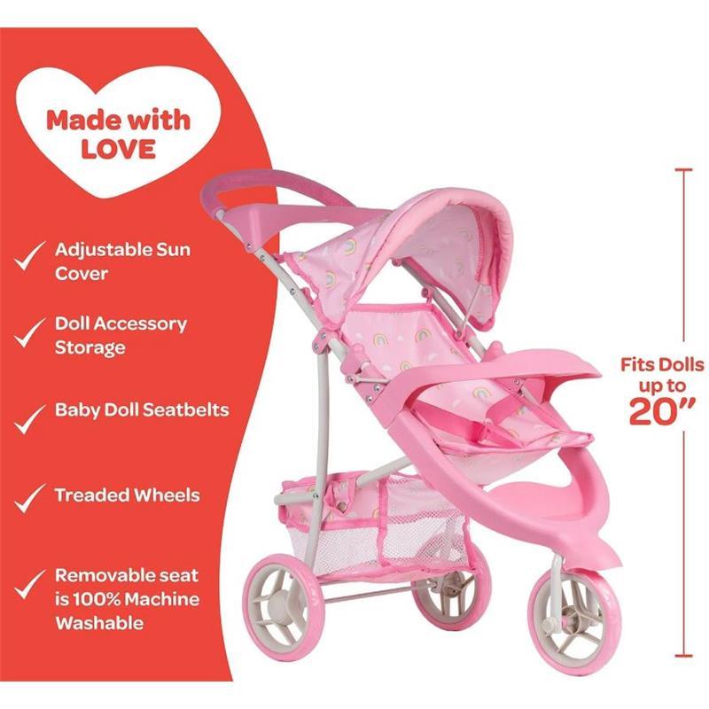 Adora - Snack N Go Baby Doll Stroller with Shade, Rainbow Rose Image 4