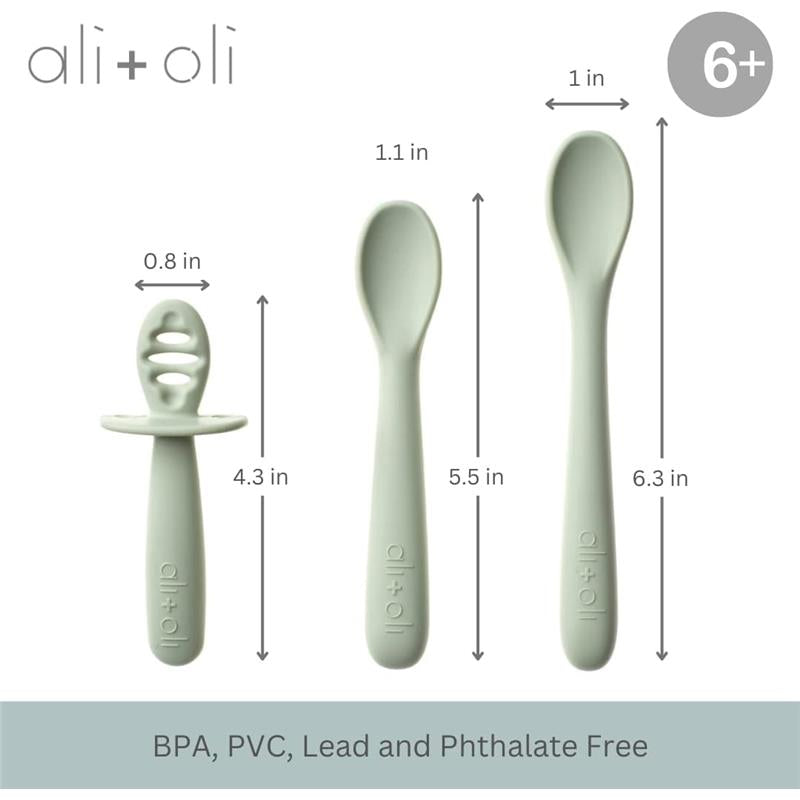 Ali + Oli - 3Pk Multi Stage Spoon Set For Baby | Pine Image 3