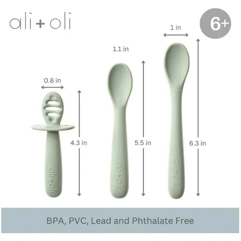 Ali + Oli - 3Pk Multi Stage Spoon Set For Baby, Pine Image 4