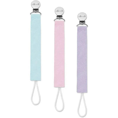 Ali + Oli - 3Pk Pacifier Clip Linen, Cotton Candy Image 1