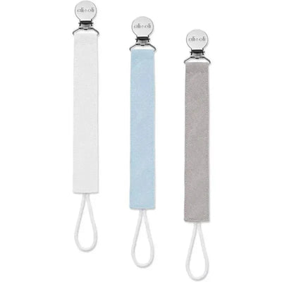 Ali + Oli - 3Pk Pacifier Clip Linen, Sky Image 1
