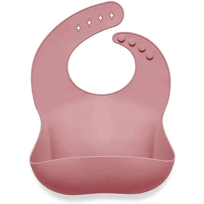 Ali + Oli Silicone Baby Bib Roll Up & Stay Closed (Mauve) Image 1