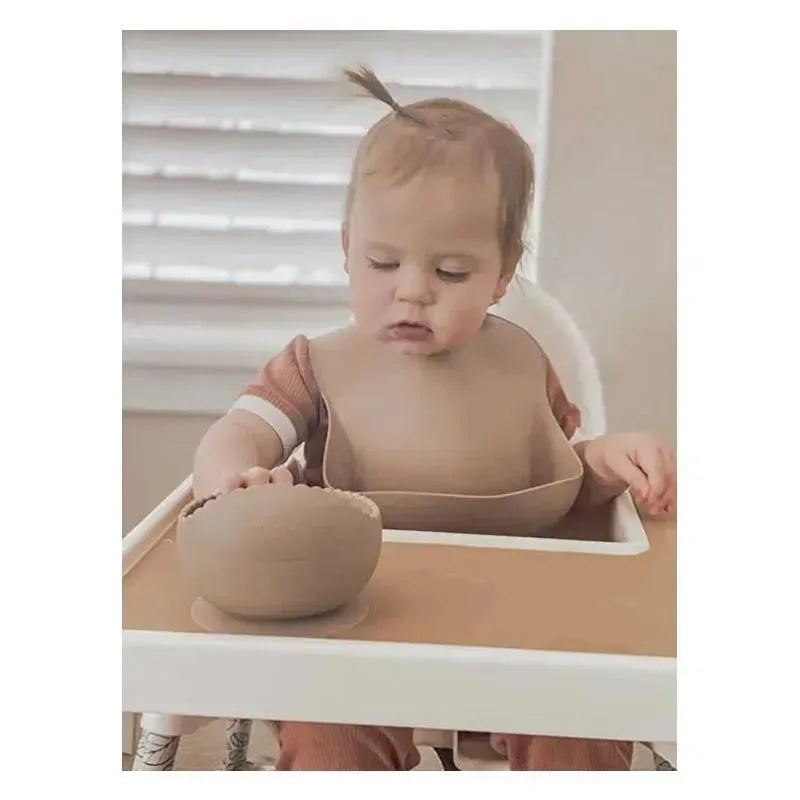 Ali + Oli Silicone Baby Bib Roll Up & Stay Closed (Soft Blush) Image 7