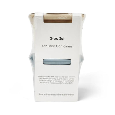 2-piece set of 4 oz silicone food containers with easy-release air vents, stackable design, and BPA-free material.