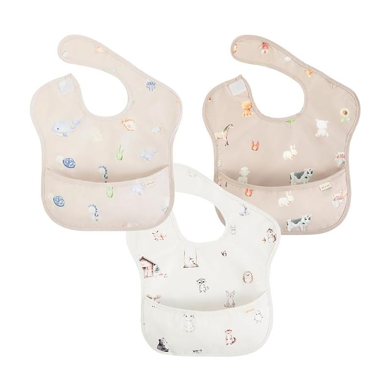 Ali + Oli - Sleeveless 3Pc Smock Bib, Animals Image 1