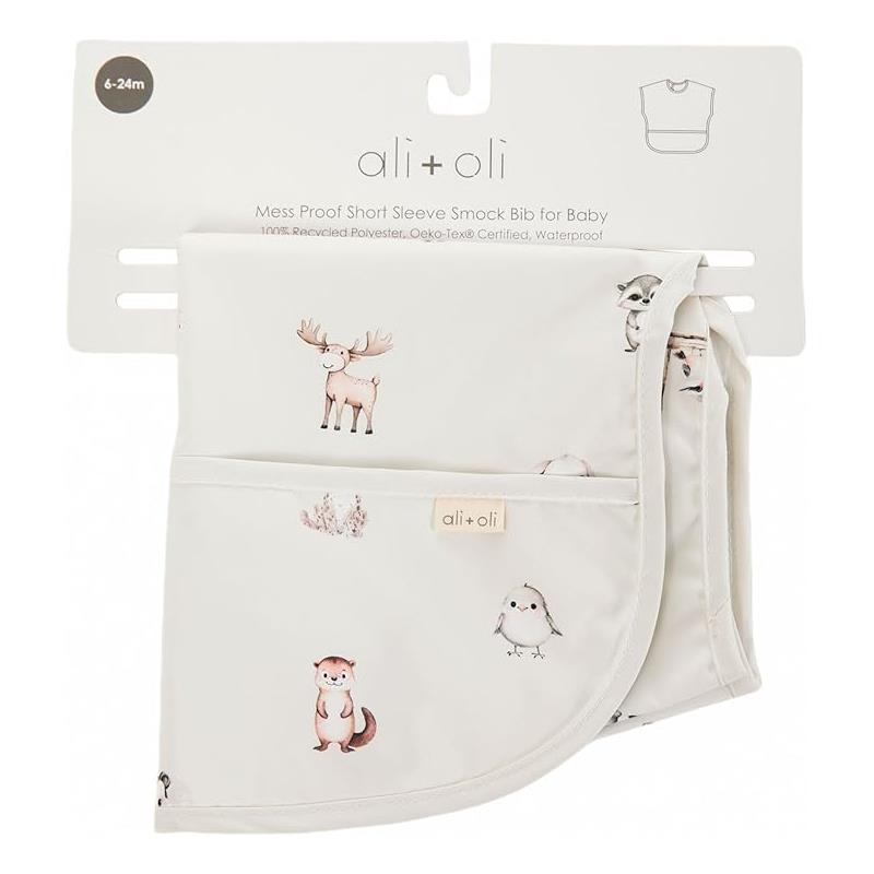 Ali + Oli - Smock Bib For Baby & Todler Short Sleeve, Woodlands Image 5