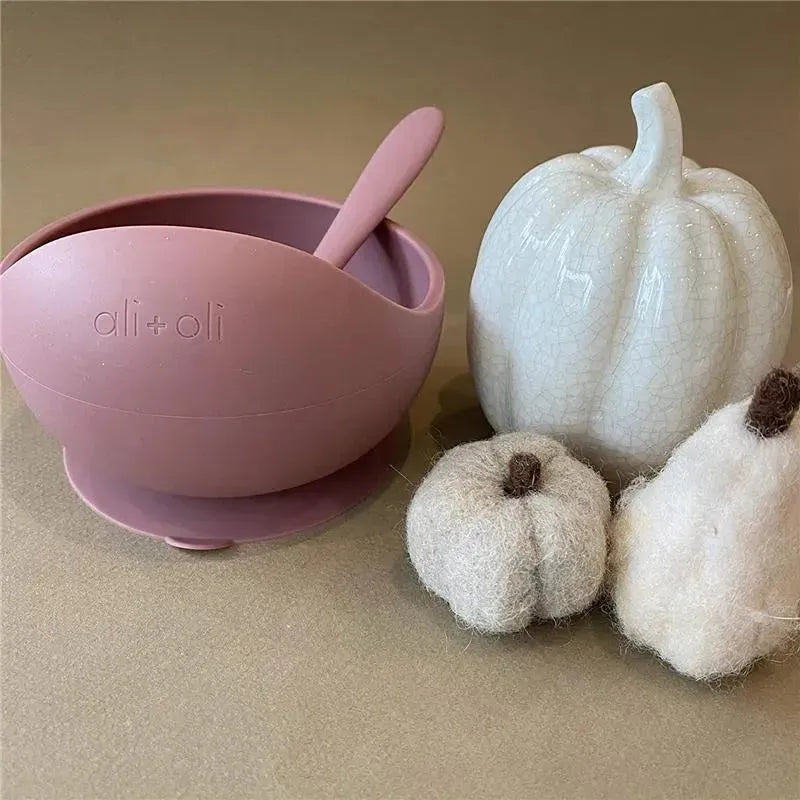 Ali + Oli Suction Bowl & Spoon (Mauve) Image 3