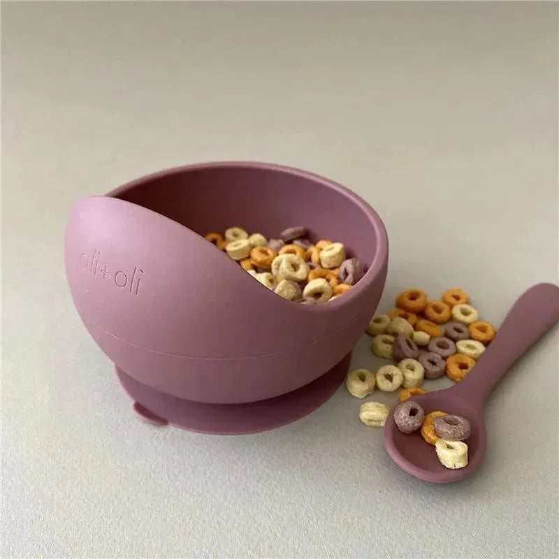 Ali + Oli Suction Bowl & Spoon (Mauve) Image 4