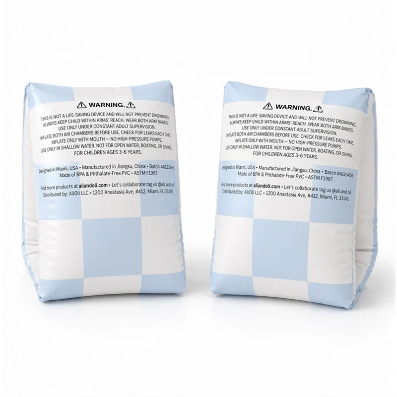 Ali + Oli - Swim Arm Band Wings Inflatable Float (Blue Checkers) Image 2