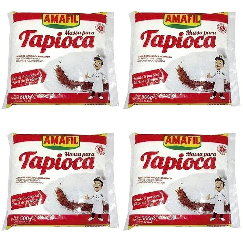 Amafil BrazilianTapioca Flour | Massa Para Tapioca | Farinha de Tapioca - 500G 17.6Oz (4 Pack) Image 1