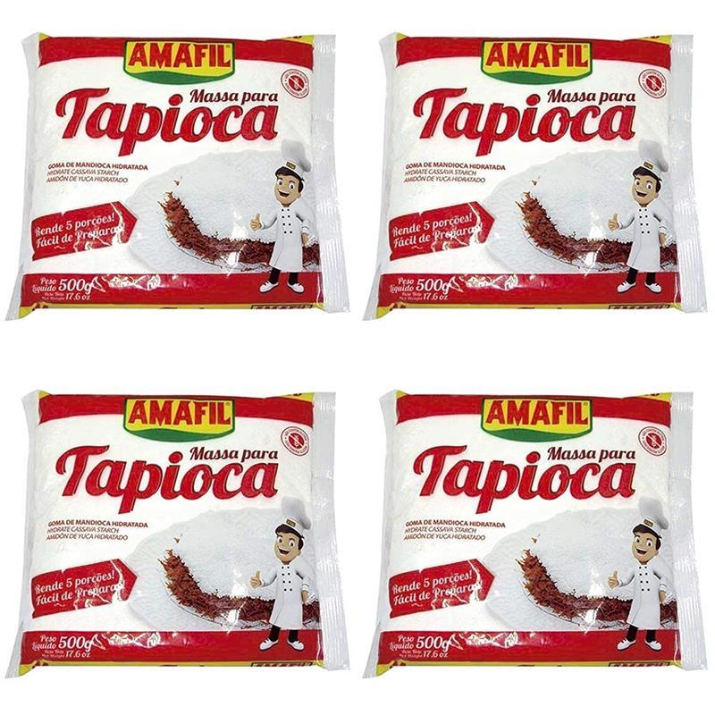 Amafil BrazilianTapioca Flour | Massa Para Tapioca | Farinha de Tapioca - 500G 17.6Oz (4 Pack) Image 1