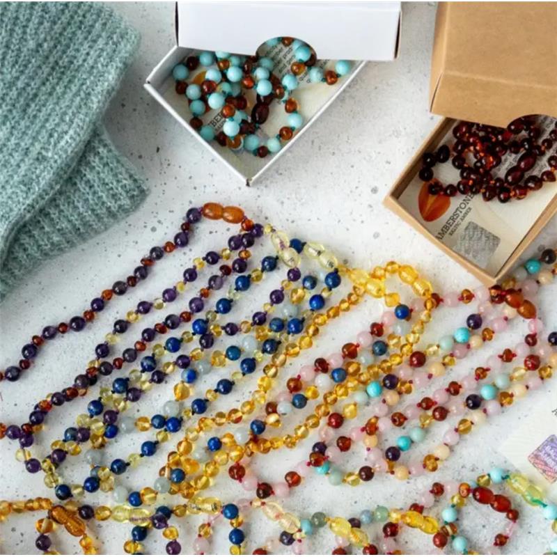 Amber Stone Baroque Baltic Amber & Lapis Lazuli Necklace 12 Image 2