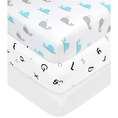 American Baby -100% Cotton Knit 5.7 Oz Value Jersey Fitted Bassinet Sheet 15 X 33 X 4, Grey Alphabet Image 1