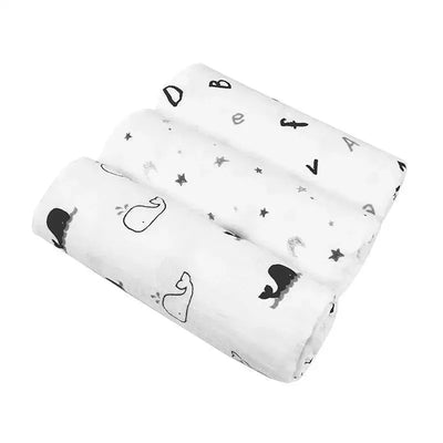 American Baby Company Muslin Swaddle Blankets 3-Pack, Black and Grey Image 1