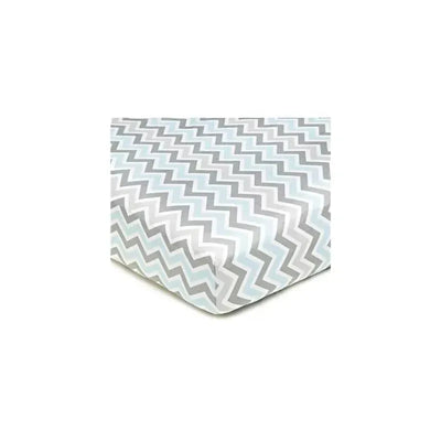 American Baby Company Percale Crib Sheet Zig-Zag Gray/Blue Image 1