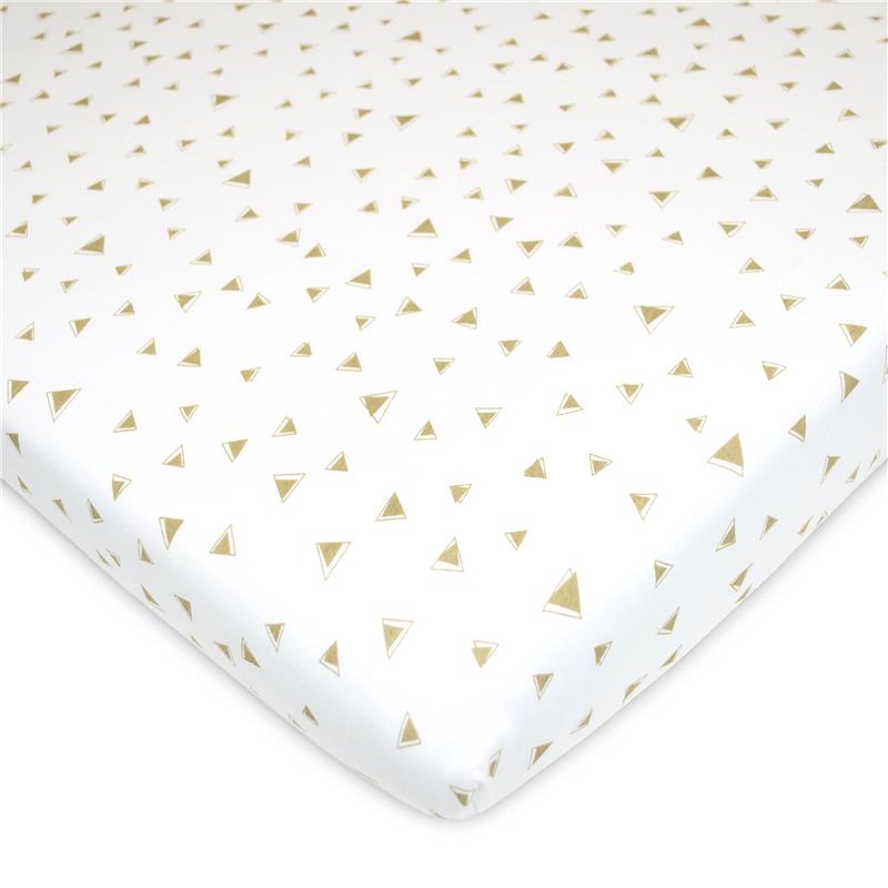 American Baby Company - Printed 100% Natural Cotton Jersey Knit Fitted Portable/Mini-Crib Sheet, Taupe Triangles Image 1