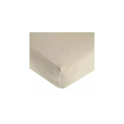 Heavenly Soft Chenille fitted crib sheet in ecru, highlighting its smooth texture and fitted corners for mini cribs.