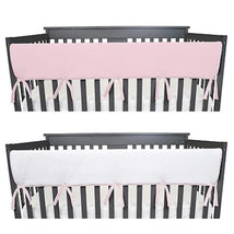 American Baby - Long Crib Rail Cover, Pink/White Image 1