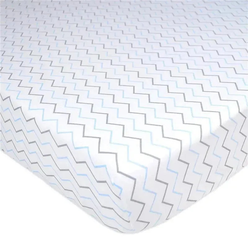 American Baby - Printed 100% Cotton Jersey Knit Fitted Crib Sheet, Blue Zigzag Image 1